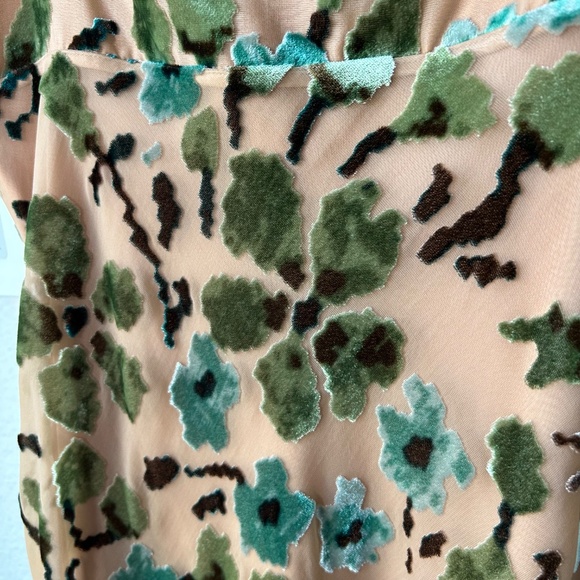 Staud size 12 Dianna midi slip dress floral burnout velvet tan green NEW - Picture 10 of 15